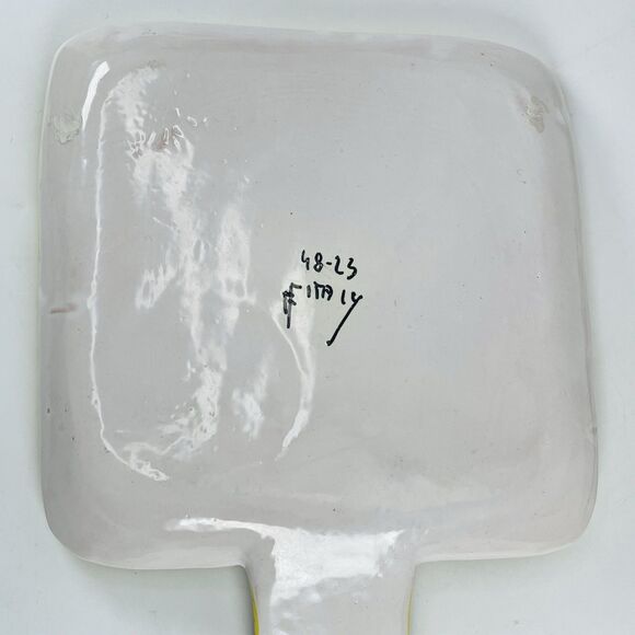 Italy Pottery Majolica Snack Tray Cup Holder Galletto Rooster Terracotta VTG - Picture 12 of 16